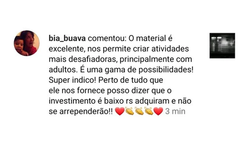 Print do comentário de bia buava sobre criar atividades mais desafiadoras com adultos