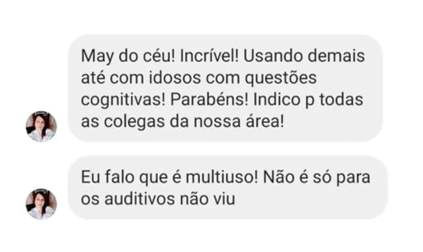 Print da conversa com Michelle Otaviani sobre usar o material com idosos com questões cognitivas